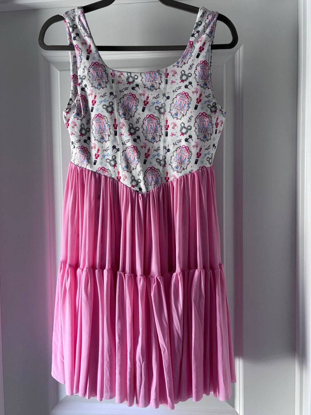 The Magic Box Disney Christmas Pink Tulle Dress Romper Size Large NWOT